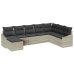 Conjunto de comedor de jardín de 8 piezas con almohadas ratán sintético gris claro