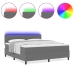 Cama con Box Spring  y Luz LED Gris Claro Super King de Tejido de Corduroy