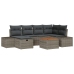 Set de Sofá de Jardín Set de 7 Gris Poliratán Sofá Exterior
