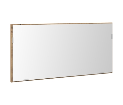 Gabinete de espejo de baño  con luz LED acabado roble artesanal 80x37 cm