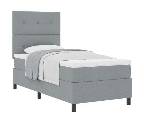 Cama con box spring  con colchón gris claro 90x200 cm tela