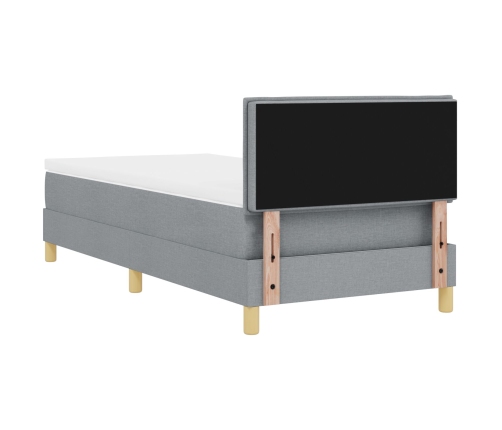 Cama con Base con Colchón y Luz LED Gris Claro 90x200 cm Tela