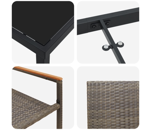 Conjunto de Comedor de Jardín de 7 Piezas  Gris Ratán Polímero