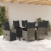 Set de Comedor de Jardín de 7 Piezas con Cojines Gris Polirratán