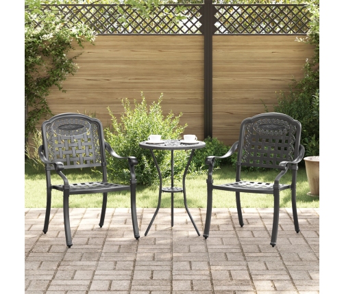 Sillas de jardín  2 pcs negras de aluminio fundido