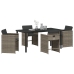 Set de Comedor de Jardín  de 5 Piezas con Cojines Gris Ratán Poliéster