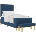 Cama Box Spring con Colchón y Banco Azul 90x200 cm Tela