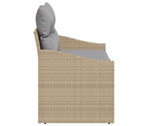 Sofá de jardín para 2 personas con cojines beige de poliratán
