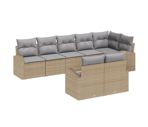 Conjunto de sofá de jardín  de 8 piezas con cojines de ratán sintético beige