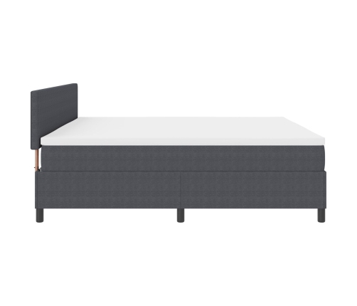 Cama Box Spring  con Colchón Gris Oscuro 200x200 cm Tela de Corduroy
