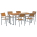 Juego de Comedor de Jardín Set de 7 Gris Claro Aluminio Duradero