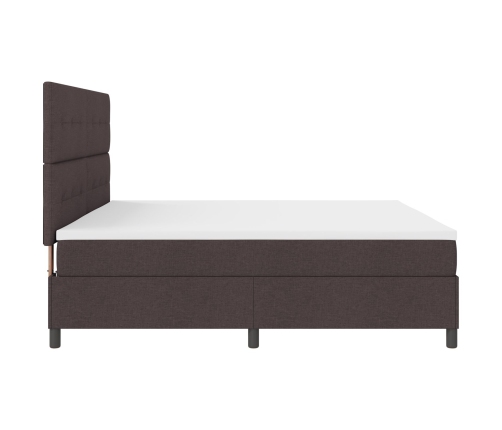 Cama Box Spring con Colchón Gris Oscuro 200x200 cm Tela