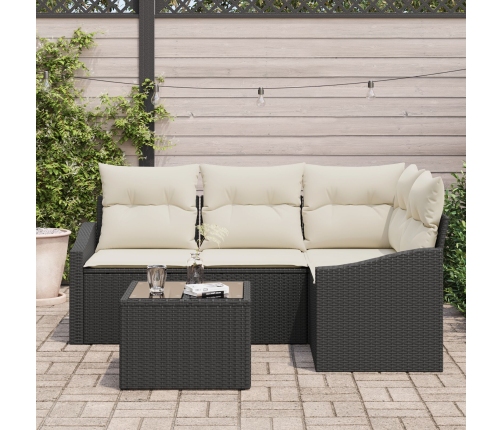 Conjunto de Sofás de Jardín  Set de 5 Cojines beige y estructura negra
