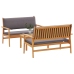 Set de Sofá de Jardín de 3 Piezas con Cojines de Madera Maciza de Acacia