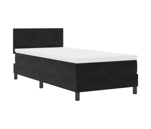 Cama Box Spring  con Colchón Negro 90x200 cm Terciopelo