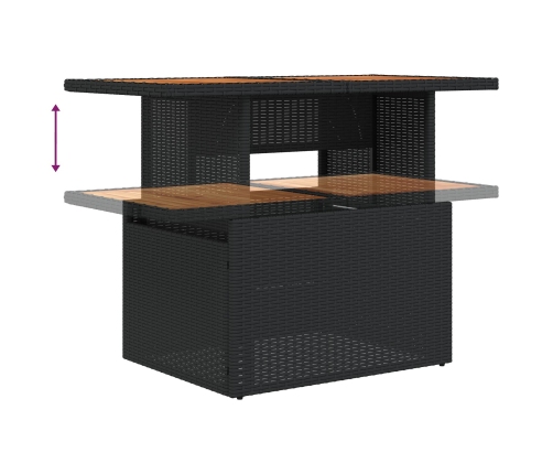Conjunto de Comedor de Jardín de 5 Piezas con Cojines Negro Poliratán Acacia