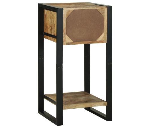 Mesas Auxiliares  Madera natural y negra Madera sólida de mango, Metal