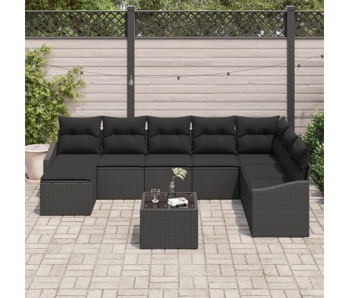 Conjunto de Comedor de Jardín de 9 Piezas con Cojines Beige Ratán