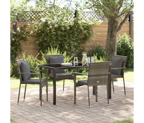 Juego de Comedor de Jardín  de 5 piezas con cojines Gris Poliratán