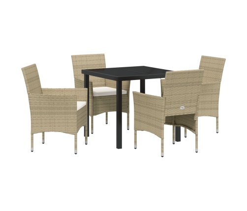 Juego de Comedor de Jardín  de 5 Piezas Beige Ratán Poliratán