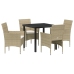 Juego de Comedor de Jardín  de 5 Piezas Beige Ratán Poliratán