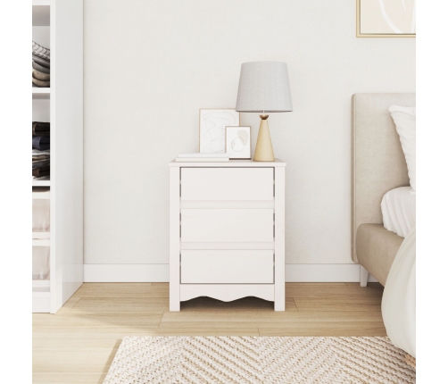 Cabinet de Noche ""DRAMMEN"" Blanco 45x35x56 cm Madera Sólida de Pino