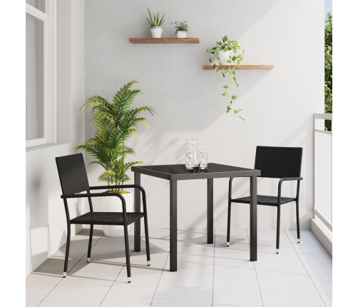 Set de comedor de jardín  de 3 piezas de ratán polimérico negro