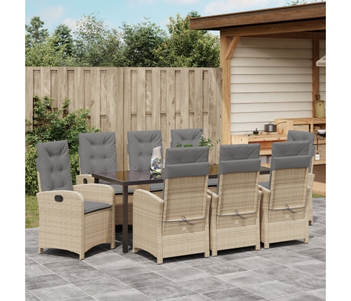 Conjunto de Comedor de Jardín de 9 Piezas con Cojines Beige