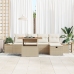 Set de Sofás de Jardín de 6 Piezas con Cojines Beige Ratán Sintético