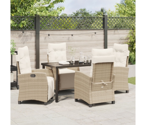Juego de comedor de jardín  de 5 piezas Beige Ratán Polietileno