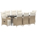 Juego de Comedor de Jardín de 9 Piezas con Cojines Beige Poliratán