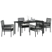 Juego de Comedor de 5 Piezas con Cojines Poliratán Negro