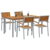 Juego de Comedor de Jardín Juego de 5 Gris, Madera Natural Metal