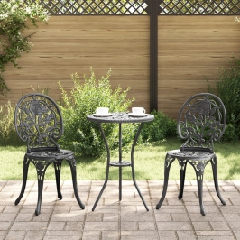 Conjunto de Bistro de Jardín de 3 Piezas  Negro de Aluminio Fundido