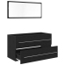 Mueble de lavabo con espejo de roble negro 90x45x1,5 cm de madera elaborada