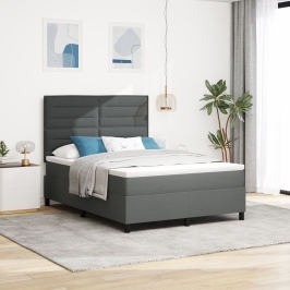 Cama con Somier  Gris Oscuro 140x190 cm Tela
