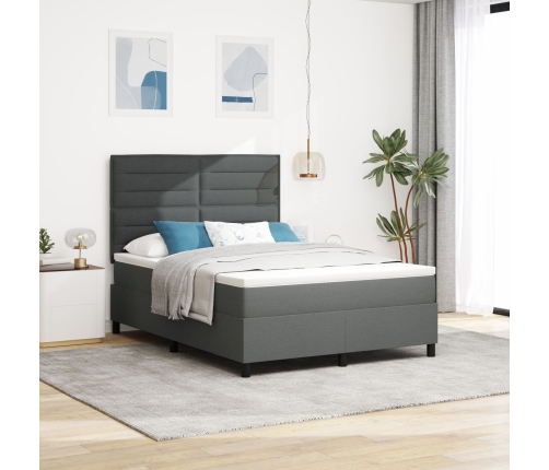 Cama con Somier  Gris Oscuro 140x190 cm Tela