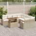 Conjunto de Jardín de 9 Piezas con Cojines Beige Polirratán Acacia