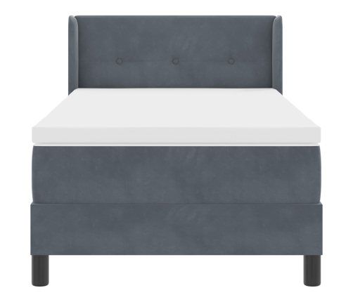 Cama Box Spring con Colchón  Gris Oscuro 90x200 cm Terciopelo