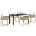 Conjunto de Comedor de Jardín de 5 Piezas con Cojines Beige Ratan PE