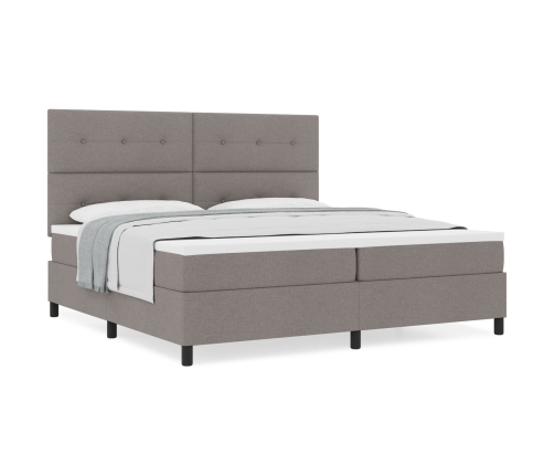 Cama con Base de Resortes y Colchón Taupe 200x200 cm Tela