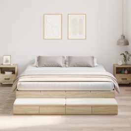 Estructura de Cama con Almacenamiento  Marrón Madera Fuerte