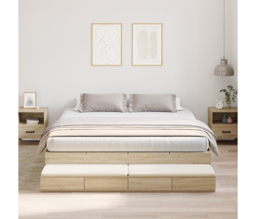 Estructura de Cama con Almacenamiento  Marrón Madera Fuerte