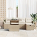 Conjunto de Sofá de Jardín de 6 Piezas con Cojines Beige de Ratán Poliéster