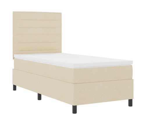 Cama con somier  con colchón crema 90x200 cm tela
