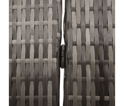 Divisor de habitaciones  4 paneles plegable gris 195x180 cm poli ratán