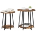 Mesa lateral  de 2 piezas en madera de roble ahumado y metal