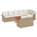 Conjunto de Sofás de Jardín de 9 Piezas con Cojines Beige Poliratán Acacia