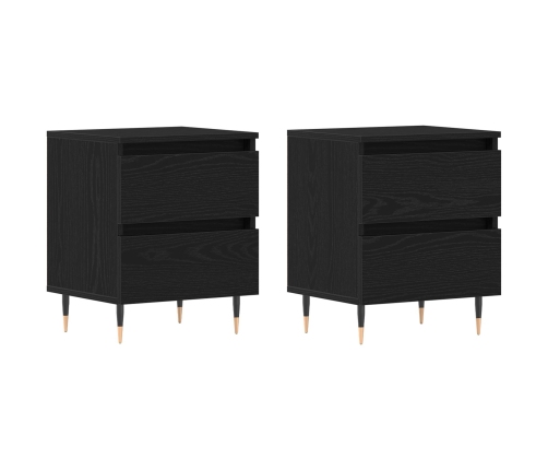 Mesas de Noche 2 pcs Negros de Roble 40x35x50 cm Madera Ingenierizada