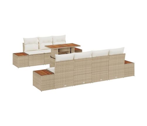 Conjunto de Sofás de Jardín  8 Piezas Beige y Blanco
